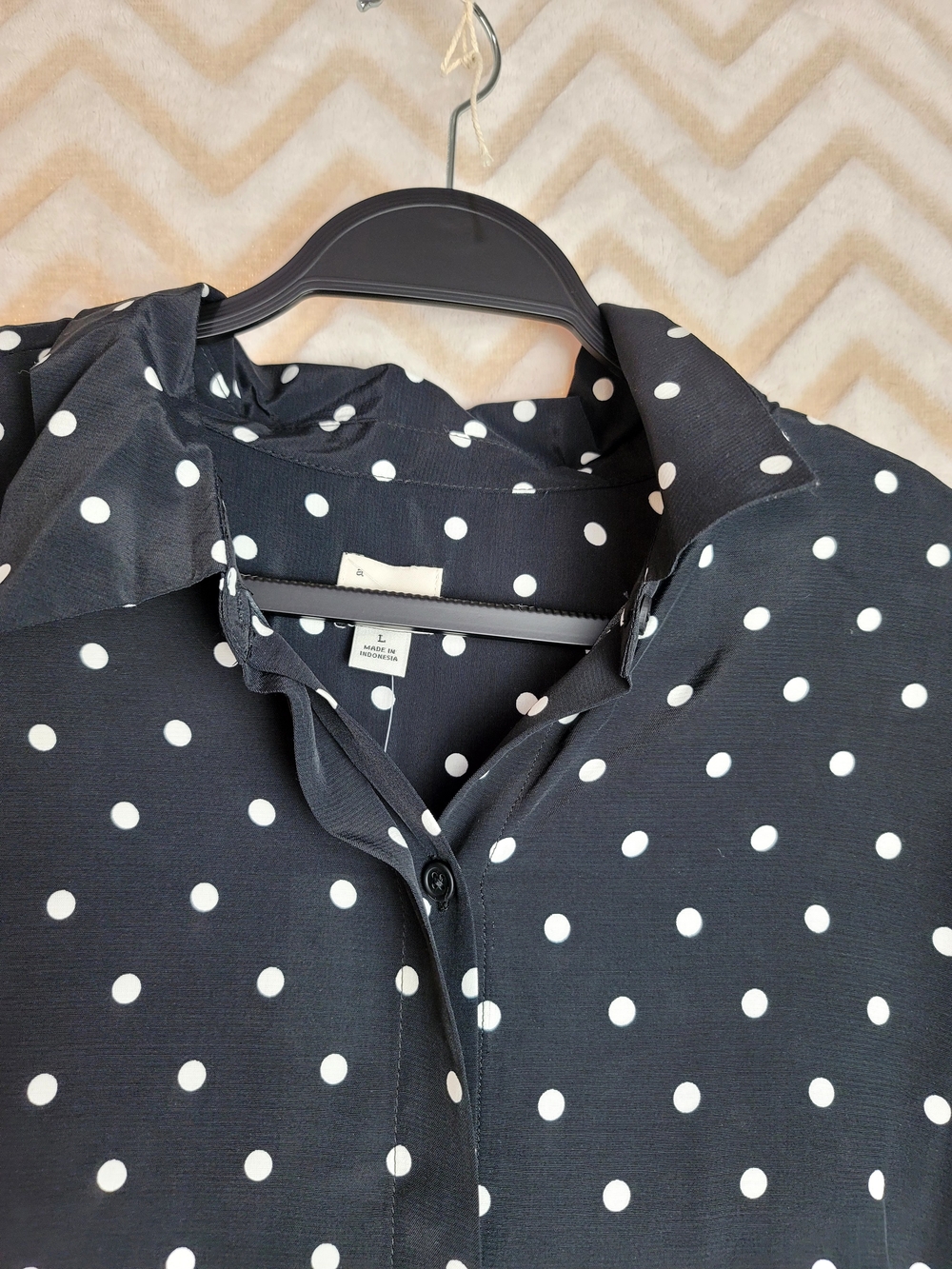 a new day Black and White Polka Dot Button-Down Shirt - Picture 5 of 7